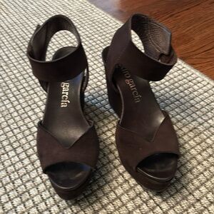 Pedro Garcia 4 inch wedge chocolate brown shoe